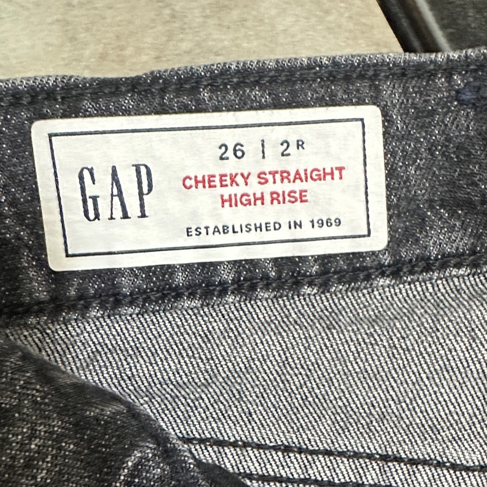GAP High Rise Cheeky Straight Leg Black Denim Jeans